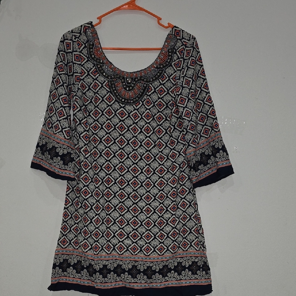 Harper Black and White Long Sleeve Dress